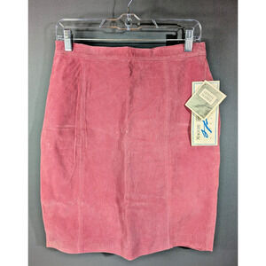 Maggie Lawrence Dusty Rose Leather/Suede Lined Skirt, Size 12, VTG NWT